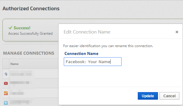 Name your Facebook Connection