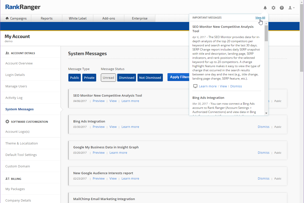 System Notifications