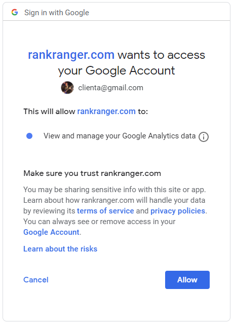 Authorize Google Analytics data integration