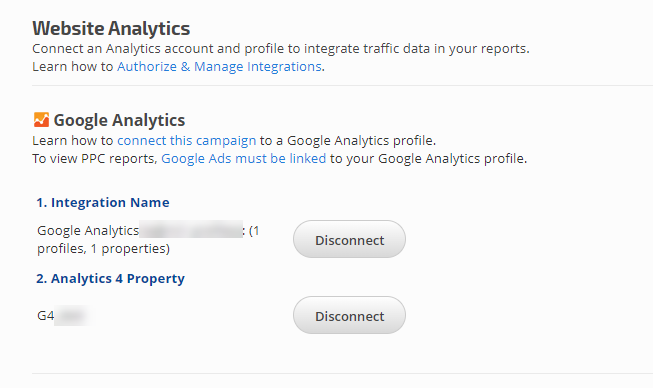 successful Google Analytics connection