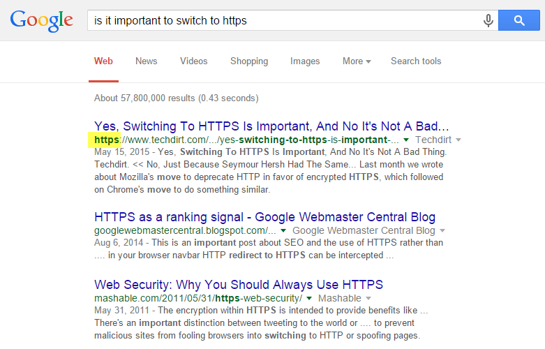 HTTPS results in rank tracking report