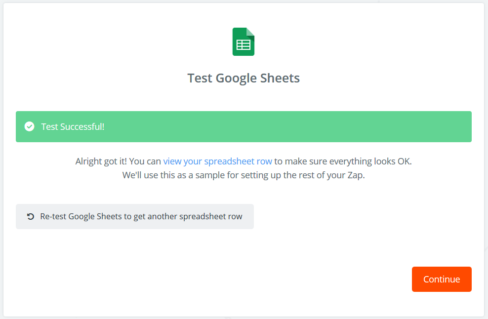 Google Sheets successfully set up