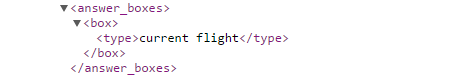 API results for Current Flight Answer Box