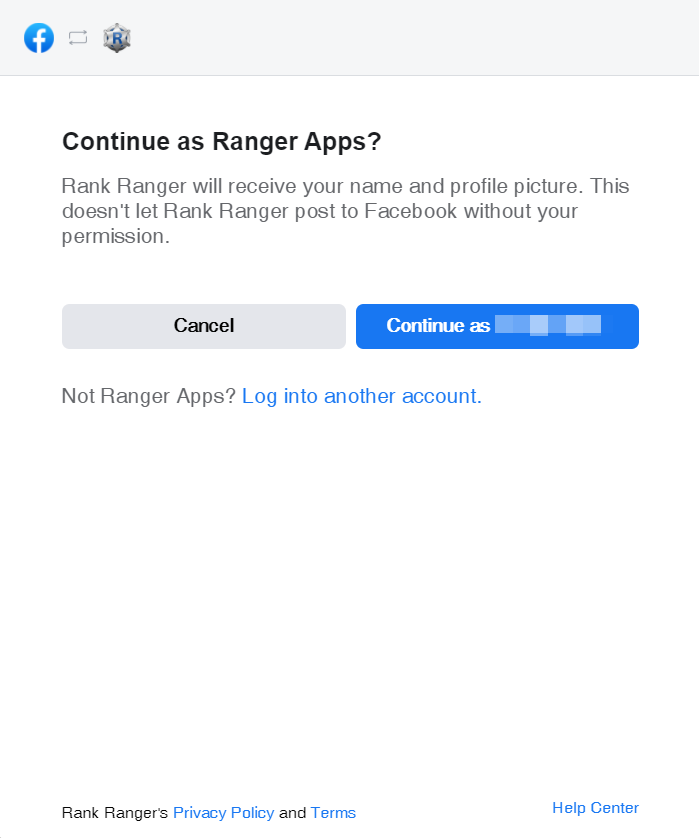 Authorize Rank Ranger Facebook App