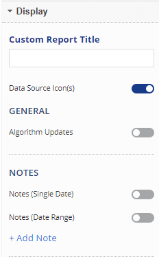 Analytics display settings