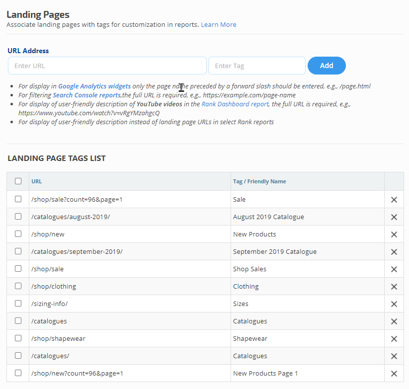 add Google Analytics Landing Page tags